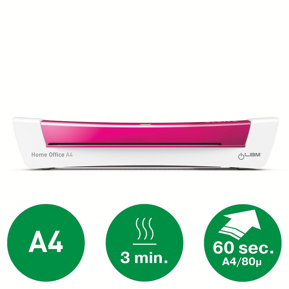 Laminator LEITZ iLAM Home Office, A4, kit folii laminare inclus, roz