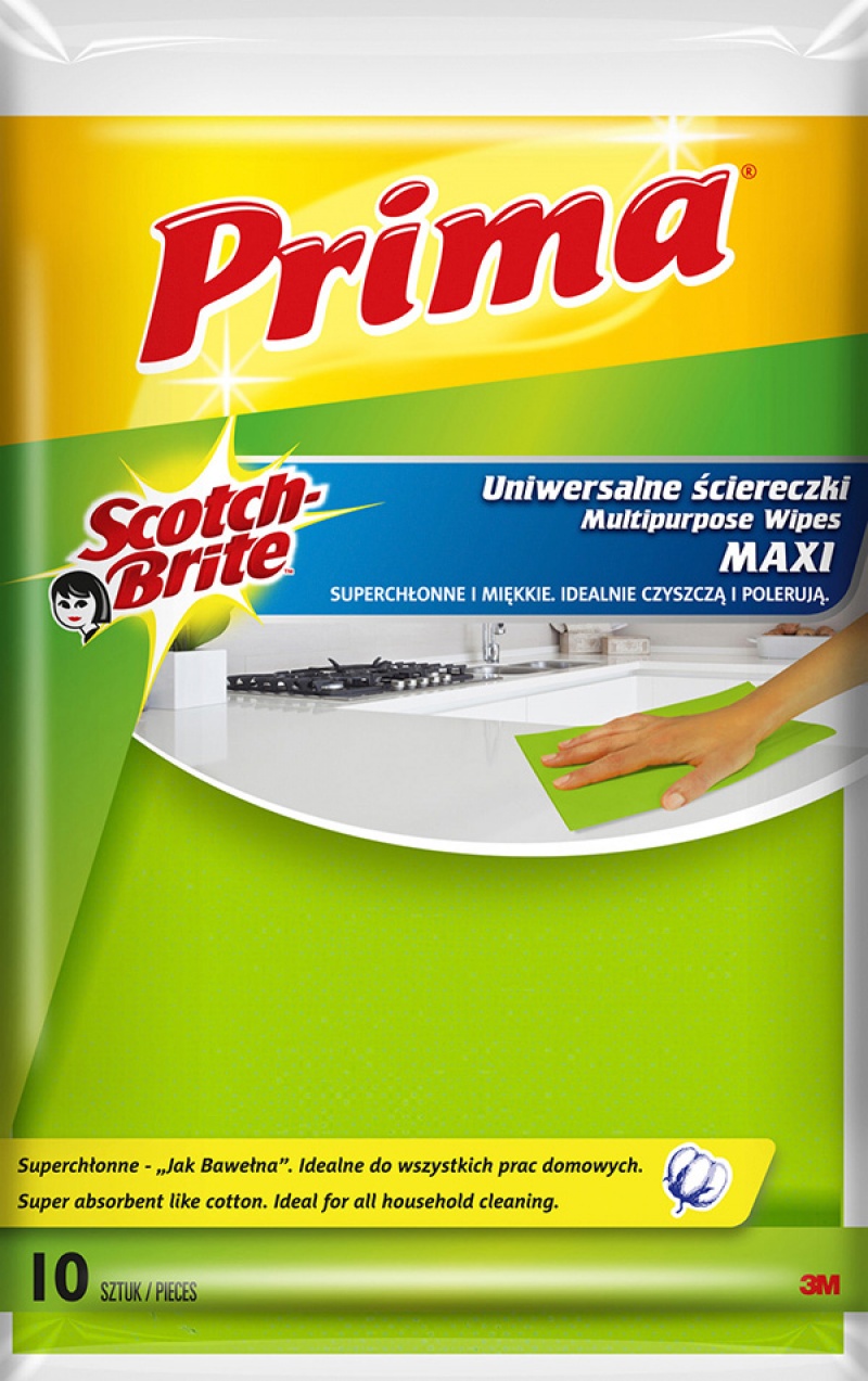 Lavete universale super absorbante, 10 buc/set, 3M PRIMA Maxi - galbene