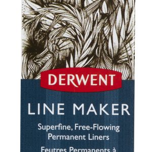 Liner DERWENT Professional, 3 dimensiuni, varf subtire si uscare rapida, 3 buc/set, negru
