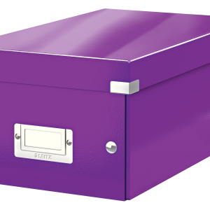 Cutie depozitare Leitz WOW Click & Store, carton laminat, pliabila, cu capac, 20x14x35 cm, mov