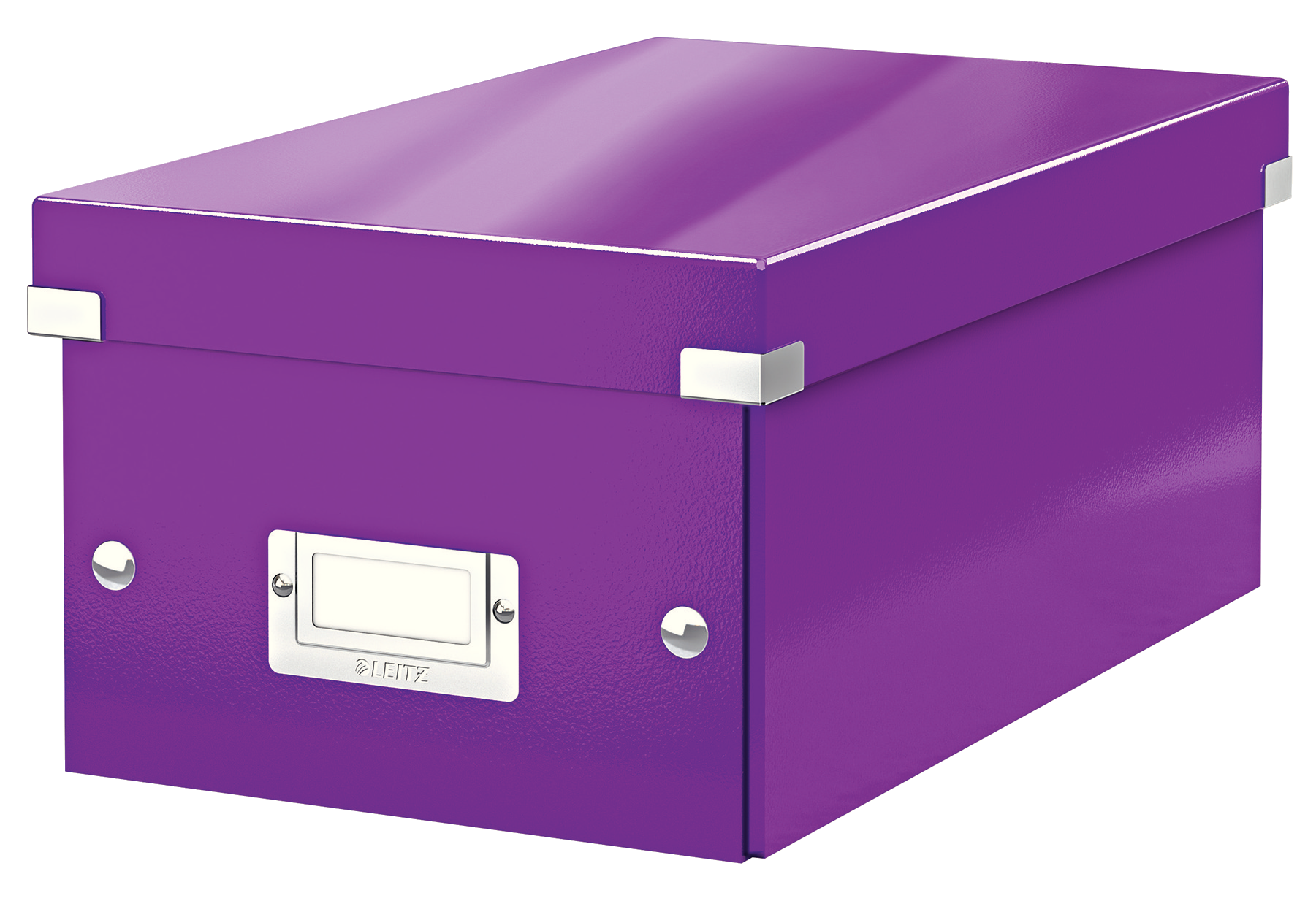 Cutie depozitare Leitz WOW Click & Store, carton laminat, pliabila, cu capac, 20x14x35 cm, mov