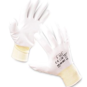 Manusi protectie, standard EN420, EN388:4131, degete cauciucate cu polyurethan - marimea 8 - albe