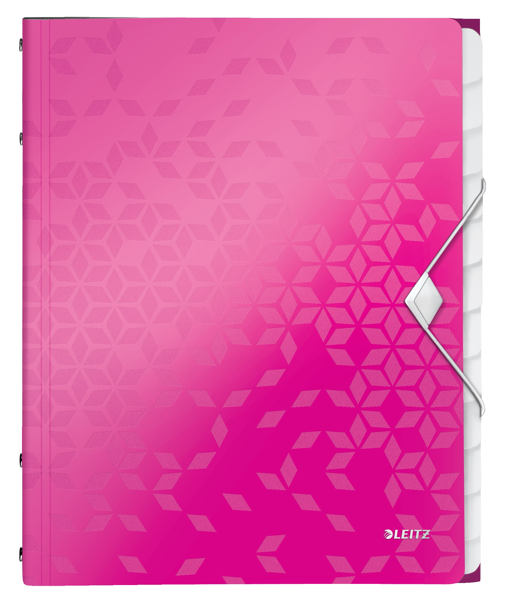 Mapa cu separatoare LEITZ WOW, PP, A4, 12 separatoare, 200 coli, roz