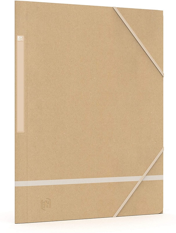 Mapa carton reciclat, cu elastic pe colturi, OXFORD Touareg - kraft/alb