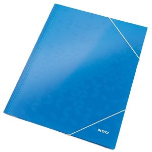 Mapa cu elastic LEITZ WOW, carton laminat, FSC, A4, 250 coli, albastru