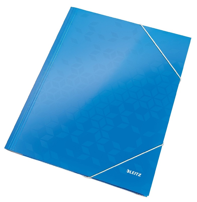 Mapa cu elastic LEITZ WOW, carton laminat, FSC, A4, 250 coli, albastru