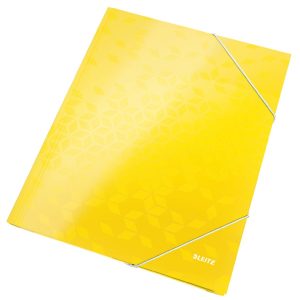 Mapa cu elastic Leitz WOW, carton laminat, FSC, A4, 250 coli, galben
