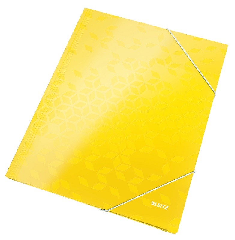 Mapa cu elastic Leitz WOW, carton laminat, FSC, A4, 250 coli, galben