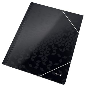 Mapa cu elastic Leitz WOW, carton laminat, FSC, A4, 250 coli, negru