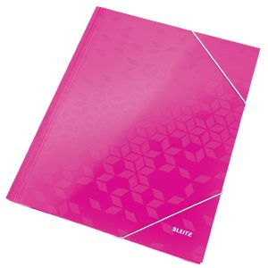 Mapa cu elastic LEITZ WOW, carton laminat, FSC, A4, 250 coli, roz