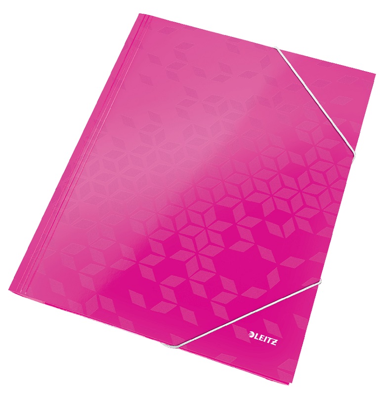 Mapa cu elastic LEITZ WOW, carton laminat, FSC, A4, 250 coli, roz