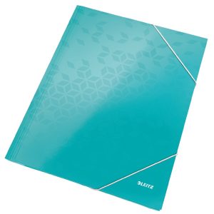 Mapa cu elastic LEITZ WOW, carton laminat, FSC, A4, 250 coli, turcoaz