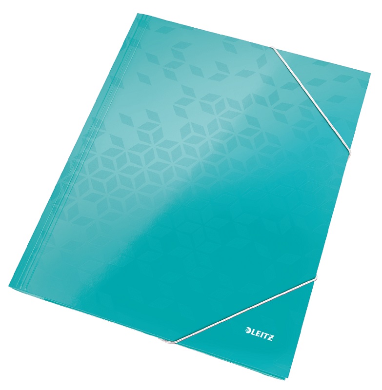 Mapa cu elastic LEITZ WOW, carton laminat, FSC, A4, 250 coli, turcoaz