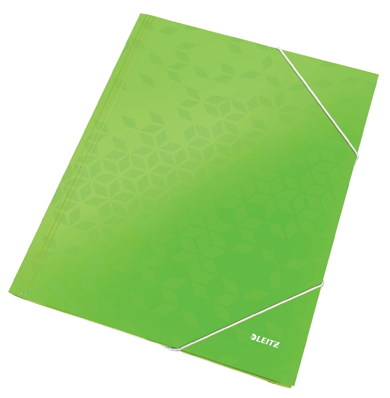 Mapa cu elastic LEITZ WOW, carton laminat, FSC, A4, 250 coli, verde