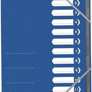 Mapa carton pentru sortare cu 12 separatoare si index, elastic pe colturi, OXFORD Top File - albastr