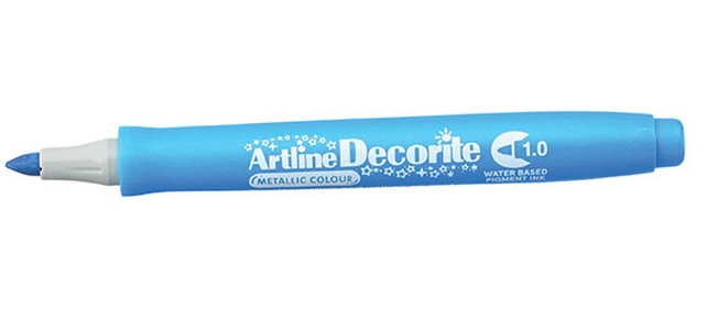 Marker ARTLINE Decorite, varf rotund 1.0mm - albastru metalizat