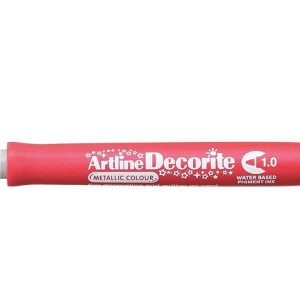 Marker ARTLINE Decorite, varf rotund 1.0mm - rosu metalizat