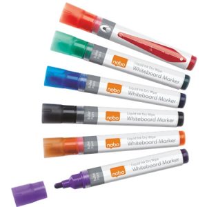 Marker NOBO, pentru table si flipcharturi, cerneala lichida, varf rotund 3 mm, standard, 6 cul/set