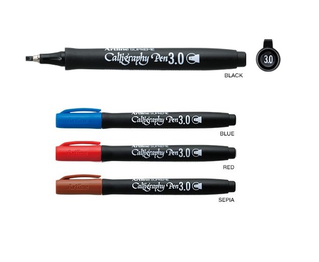 Marker ARTLINE Supreme Calligraphy, varf tesit din fetru 3.0mm - negru