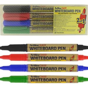 Marker pentru tabla de scris ARTLINE 541T, doua capete - varfuri rotunde 0.4mm/1.0mm, 4 buc/set