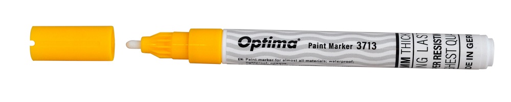 Marker cu vopsea Optima Paint 3713, varf rotund 2.0mm, grosime scriere 1.2mm - galben