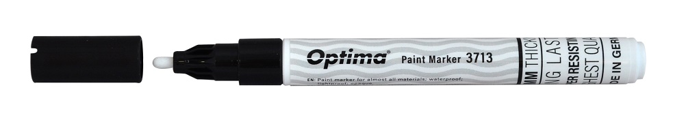Marker cu vopsea Optima Paint 3713, varf rotund 2.0mm, grosime scriere 1-2mm - negru