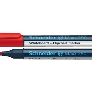Marker SCHNEIDER Maxx 290, pentru tabla de scris+flipchart, varf rotund 2-3mm - rosu