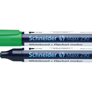 Marker SCHNEIDER Maxx 290, pentru tabla de scris+flipchart, varf rotund 2-3mm - verde