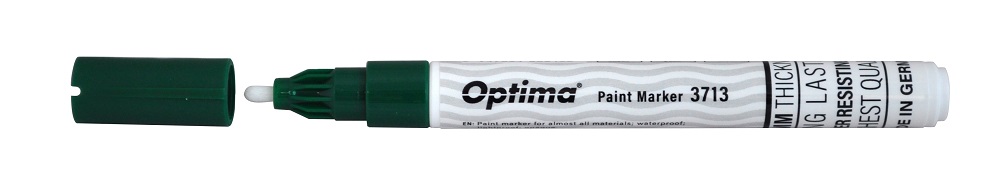 Marker cu vopsea Optima Paint 3713, varf rotund 2.0mm, grosime scriere 1-2mm - verde