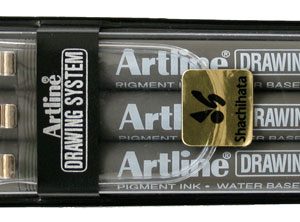 Liner pentru desen tehnic ARTLINE, varf fetru (0.2/0.4/0.8mm), 3 buc/set - negru