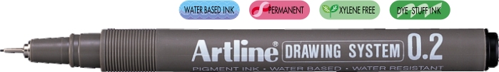 Liner pentru desen tehnic ARTLINE, varf fetru 0.2mm - negru