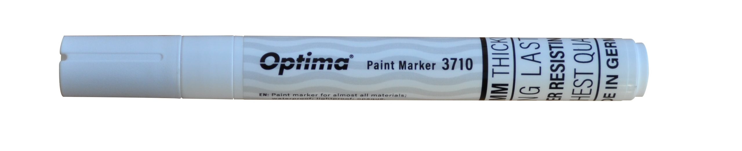 Marker cu vopsea Optima Paint 3710, varf rotund 4.5mm, grosime scriere 2-3mm - alb