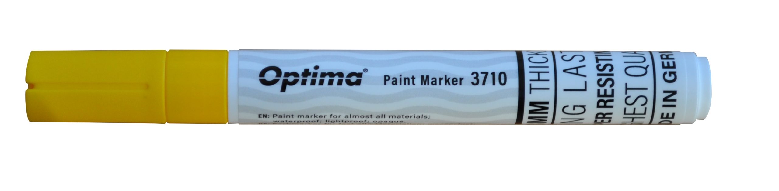 Marker cu vopsea Optima Paint 3710, varf rotund 4.5mm, grosime scriere 2-3mm - galben