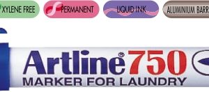 Marker ARTLINE 750, pentru textile, corp metalic, varf rotund 0.7mm - albastru