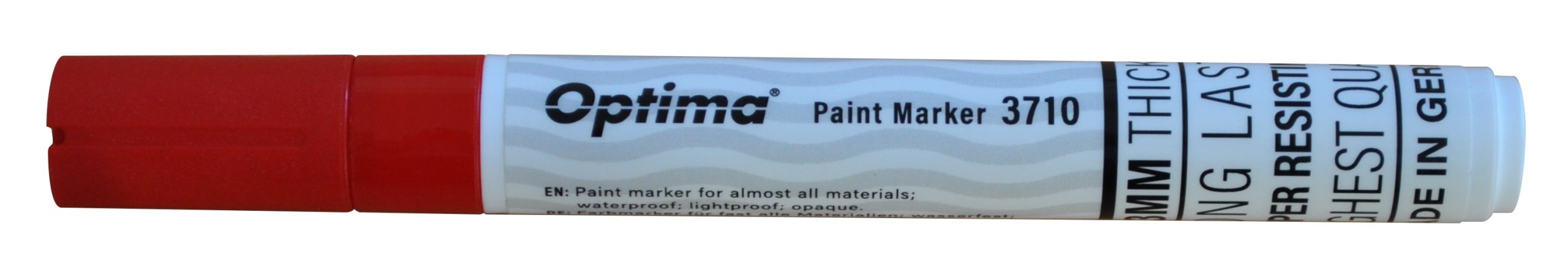 Marker cu vopsea Optima Paint 3710, varf rotund 4.5mm, grosime scriere 2-3mm - rosu
