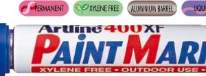 Marker cu vopsea ARTLINE 400XF, corp metalic, varf rotund 2.3mm - albastru