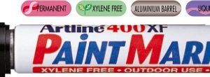 Marker cu vopsea ARTLINE 400XF, corp metalic, varf rotund 2.3mm - negru