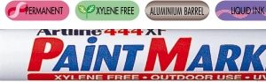 Marker cu vopsea ARTLINE 444XF, corp metalic, varf rotund 0.8mm - alb