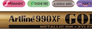 Marker cu vopsea ARTLINE 990XF, corp metalic, varf rotund 1.2mm - auriu
