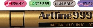 Marker cu vopsea ARTLINE 999XF, corp metalic, varf rotund 0.8mm - auriu