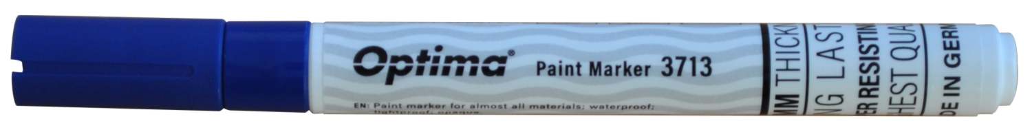 Marker cu vopsea Optima Paint 3713, varf rotund 2.0mm, grosime scriere 1-2mm - albastru