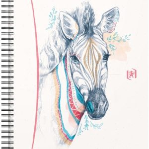 Caiet cu spirala, OXFORD Boho Spirit, A5, 60 file-90g/mp, Scribzee, coperta carton zebra-dictando