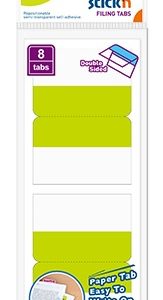 Film index autoadeziv cu tab din hartie, dubla fata, 51 x 72mm, 8 buc/set, Stick"n - culori asortat
