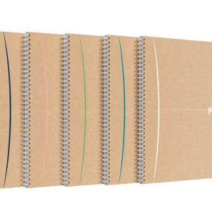 Caiet cu spirala, OXFORD Touareg, A4, 90 file-90g/mp, coperta carton reciclat, kraft/dungi ass - mat