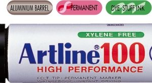 Permanent marker ARTLINE 100, corp metalic, varf tesit 7.5-12.0mm - negru