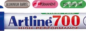 Permanent marker ARTLINE 700, corp metalic, varf rotund 0.7mm - albastru