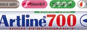 Permanent marker ARTLINE 700, corp metalic, varf rotund 0.7mm - negru