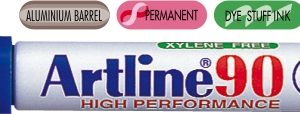 Permanent marker ARTLINE 90, corp metalic, varf tesit 2.0-5.0mm - albastru