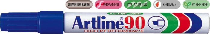 Permanent marker ARTLINE 90, corp metalic, varf tesit 2.0-5.0mm - albastru