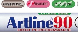 Permanent marker ARTLINE 90, corp metalic, varf tesit 2.0-5.0mm - negru